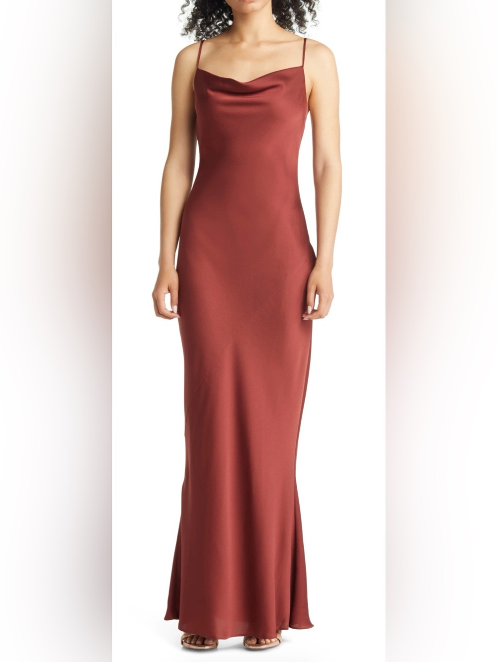 Shona Joy Cowl Neck Satin Gown